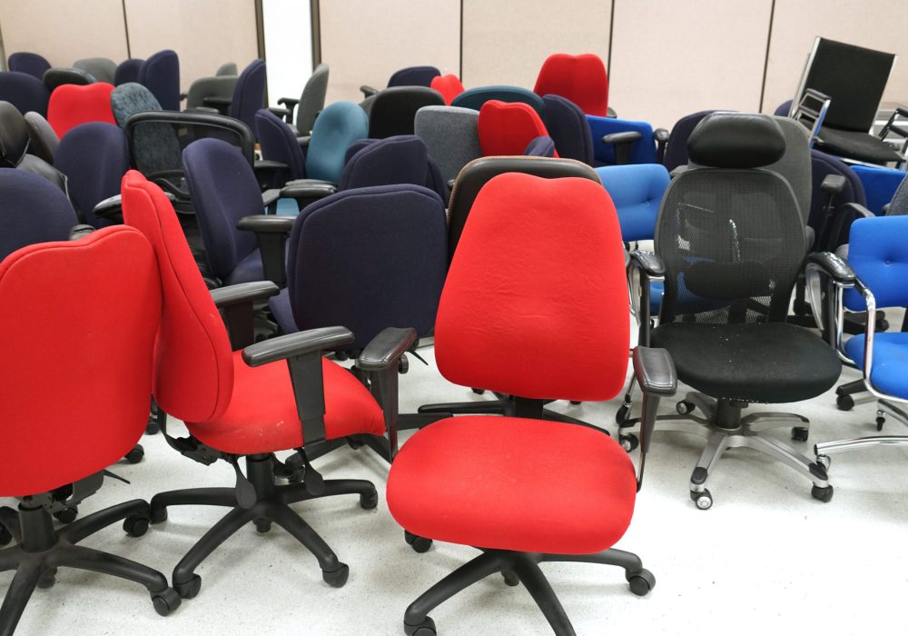 different chairs in the office storage room